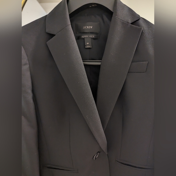 J Crew 1035 Single-Button Blazer AND Skirt Super 120s 100% Merino Wool 0P Black - Picture 14 of 14